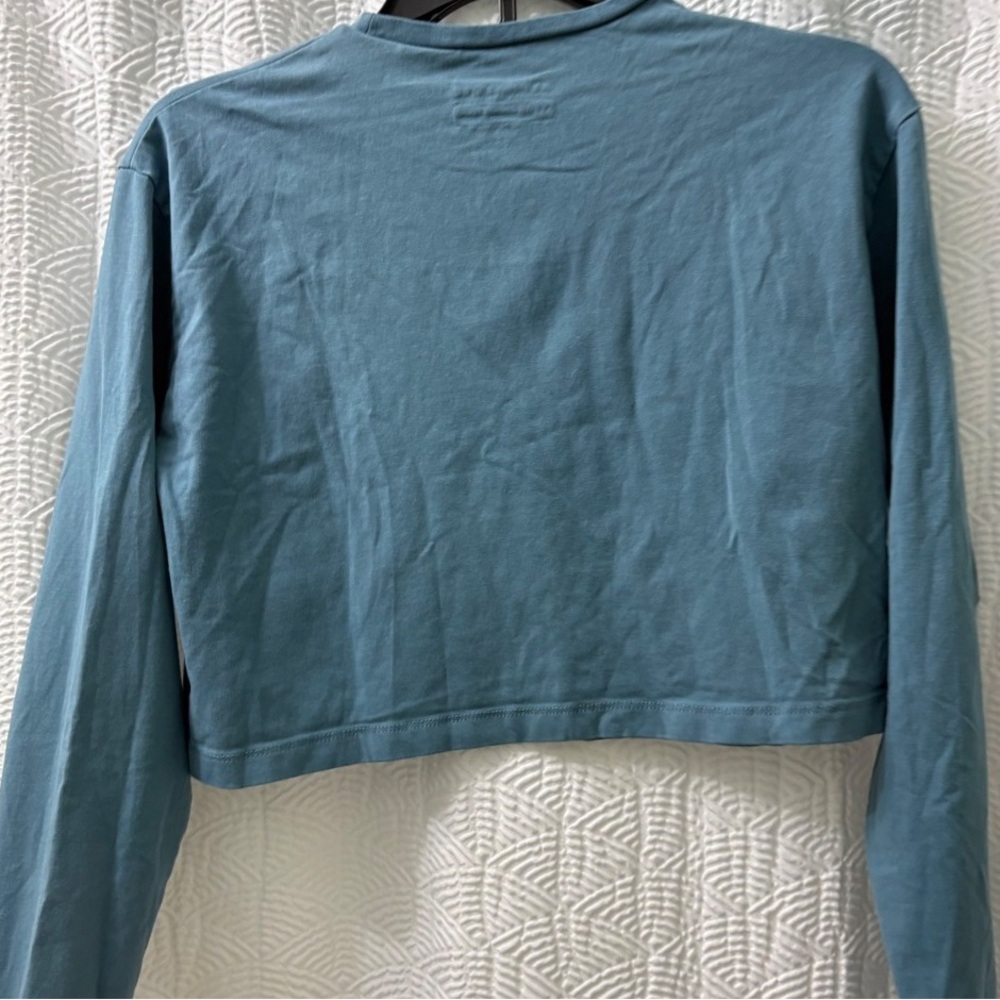 Stylish Teal Long Sleeve Crop Top